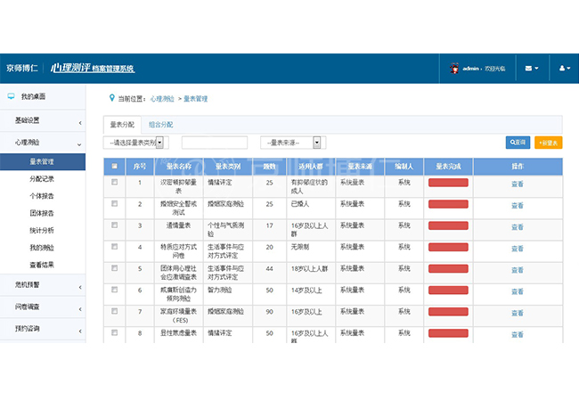 心理测评档案管理系统量表管理功能模块